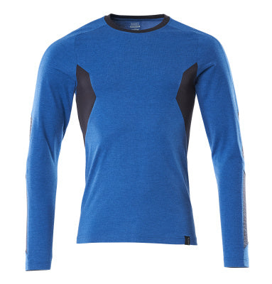 T-Shirt, Langarm, Modern Fit – azurblau/schwarzblau