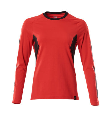T-Shirt, Langarm, Damen – verkehrsrot/schwarz
