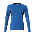 T-Shirt, Langarm, Damen – azurblau/schwarzblau