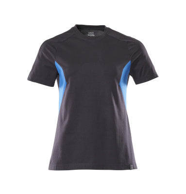 T-Shirt, Damen – schwarzblau/azurblau