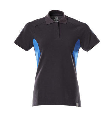 Polo-Shirt, Damen – schwarzblau/azurblau