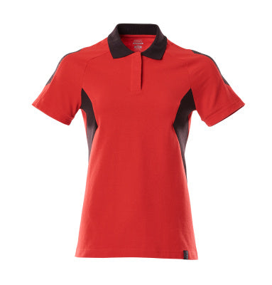 Polo-Shirt, Damen – verkehrsrot/schwarz