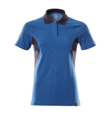 Polo-Shirt, Damen – azurblau/schwarzblau