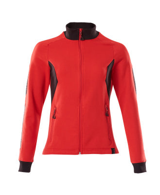 Sweatshirt mit Zipper, Damen – verkehrsrot/schwarz