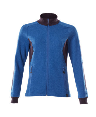 Sweatshirt mit Zipper, Damen – azurblau/schwarzblau