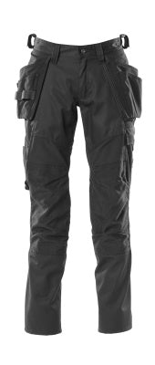 Hose mit Hängetaschen, Stretch-Einsätze – schwarz