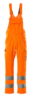 Latzhose, einfarbig – hi-vis orange