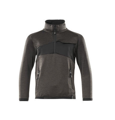 Fleecejacke für Kinder, kurzer Zipper – dunkelanthrazit/schwarz