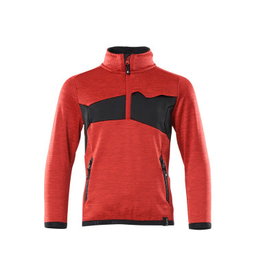 Fleecejacke für Kinder, kurzer Zipper – verkehrsrot/schwarz