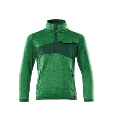Fleecejacke für Kinder, kurzer Zipper – grasgrün/grün