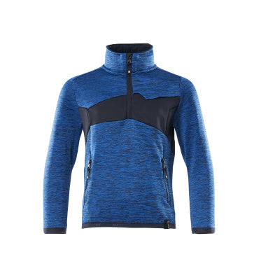 Fleecejacke für Kinder, kurzer Zipper – azurblau/schwarzblau