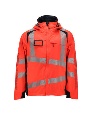 Hard Shell Jacke mit leichtem Futter – Hi-vis rot/schwarzblau