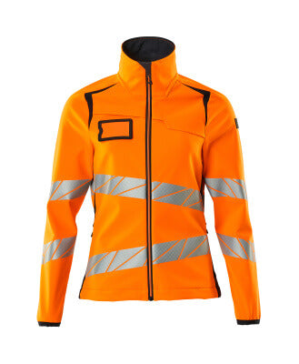 Softshelljacke, Damenpassform – hi-vis orange/schwarzblau