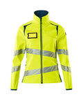 Softshelljacke, Damenpassform – hi-vis gelb/dunkelpetroleum