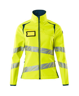Softshelljacke, Damenpassform – hi-vis gelb/dunkelpetroleum