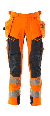 Hose mit Hängetaschen, ULTIMATE STRETCH – hi-vis orange/schwarzblau