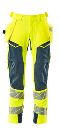 Hose mit Hängetaschen, ULTIMATE STRETCH – hi-vis gelb/dunkelpetroleum