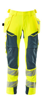 Hose mit Hängetaschen, ULTIMATE STRETCH – hi-vis gelb/dunkelpetroleum