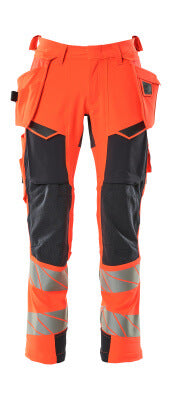 Hose mit Hängetaschen, ULTIMATE STRETCH – Hi-vis rot/schwarzblau
