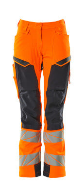 Hose, Damen,DIAMOND, Knietaschen,Stretch – hi-vis orange/schwarzblau