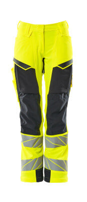 Hose, Damen,DIAMOND, Knietaschen,Stretch – hi-vis gelb/schwarzblau