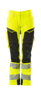 Hose, Damen,DIAMOND, Knietaschen,Stretch – hi-vis gelb/schwarz