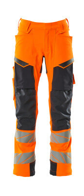 Hose mt Knietaschen, ULTIMATE STRETCH – hi-vis orange/schwarzblau