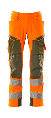 Hose mt Knietaschen, ULTIMATE STRETCH – hi-vis orange/moosgrün