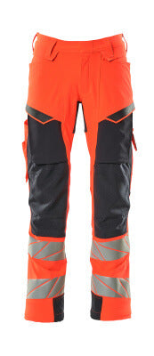 Hose mt Knietaschen, ULTIMATE STRETCH – Hi-vis rot/schwarzblau
