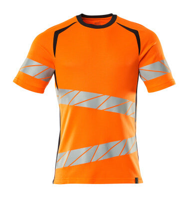 T-Shirt, moderne Passform – hi-vis orange/schwarzblau