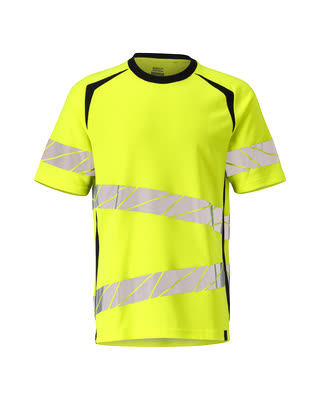 T-Shirt, moderne Passform – hi-vis gelb/schwarzblau