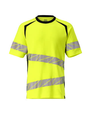 T-Shirt, moderne Passform – hi-vis gelb/schwarz