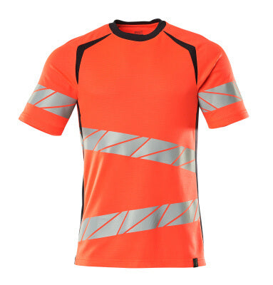 T-Shirt, moderne Passform – Hi-vis rot/schwarzblau