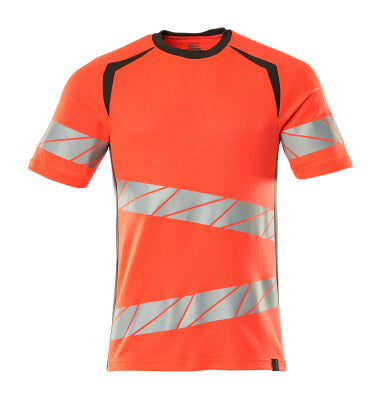 T-Shirt, moderne Passform – hi-vis rot/dunkelanthrazit