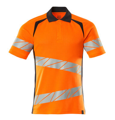 Polo-Shirt, moderne Passform – hi-vis orange/schwarzblau
