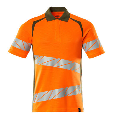 Polo-Shirt, moderne Passform – hi-vis orange/moosgrün