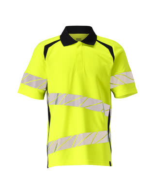 Polo-Shirt, moderne Passform – hi-vis gelb/schwarzblau