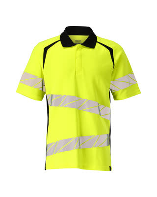 Polo-Shirt, moderne Passform – hi-vis gelb/schwarz