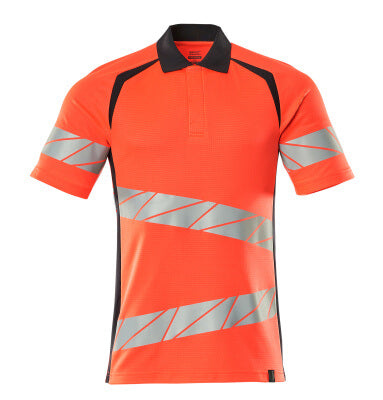 Polo-Shirt, moderne Passform – Hi-vis rot/schwarzblau