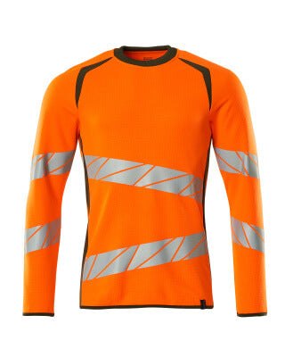 Sweatshirt, moderne Passform – hi-vis orange/moosgrün