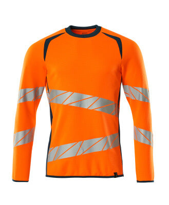 Sweatshirt, moderne Passform – hi-vis orange/dunkelpetroleum
