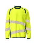 Sweatshirt, moderne Passform – hi-vis gelb/dunkelpetroleum