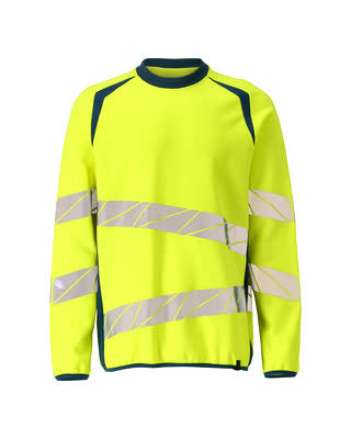 Sweatshirt, moderne Passform – hi-vis gelb/dunkelpetroleum
