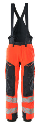 Winterhose mit Knietaschen, CLIMASCOT® – Hi-vis rot/schwarzblau
