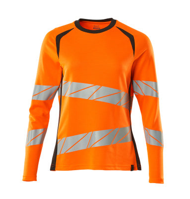T-Shirt, Langarm, Damenpassform – hi-vis orange/dunkelanthrazit