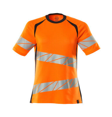 T-Shirt, Damenpassform – hi-vis orange/schwarzblau