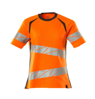 T-Shirt, Damenpassform – hi-vis orange/dunkelanthrazit