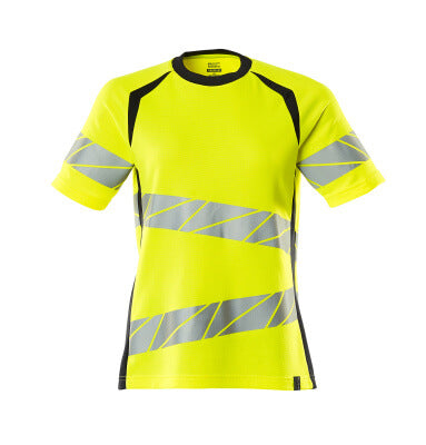 T-Shirt, Damenpassform – hi-vis gelb/schwarzblau