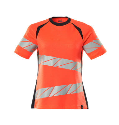 T-Shirt, Damenpassform – Hi-vis rot/schwarzblau