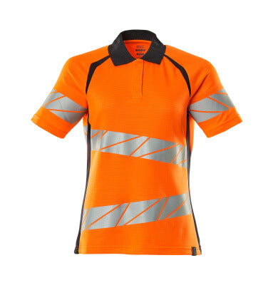 Polo-Shirt, Damenpassform – hi-vis orange/schwarzblau
